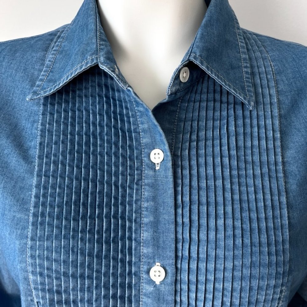 J. Mclaughlin Chambray Button Front Long Sleeve S… - image 3